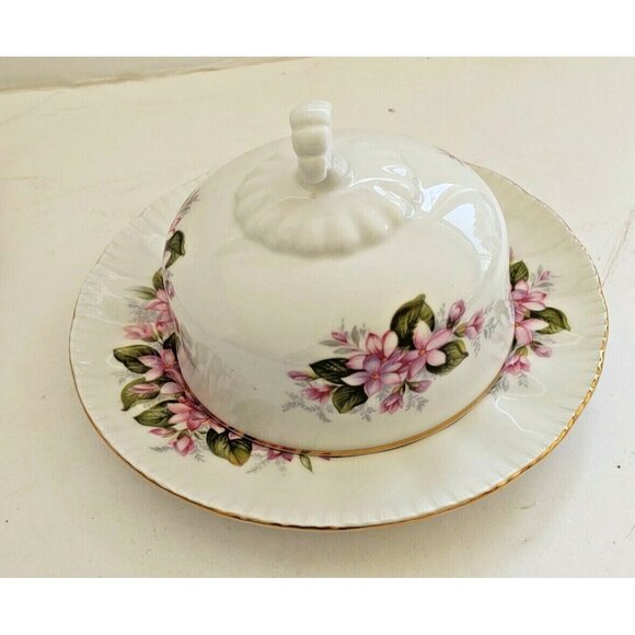 Paragon Bone China Butter Dish Set Canadian Flower Series Mayflower Nova Scotia - Picture 9 of 12
